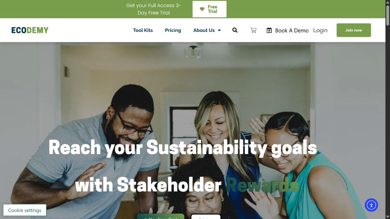 Screenshot of the Ecodemy sustainability training website
